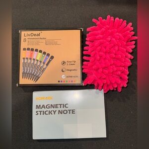 Magnetic Whiteboard Bundle – Markers, Magnetic Sticky Notes & Microfiber Eraser